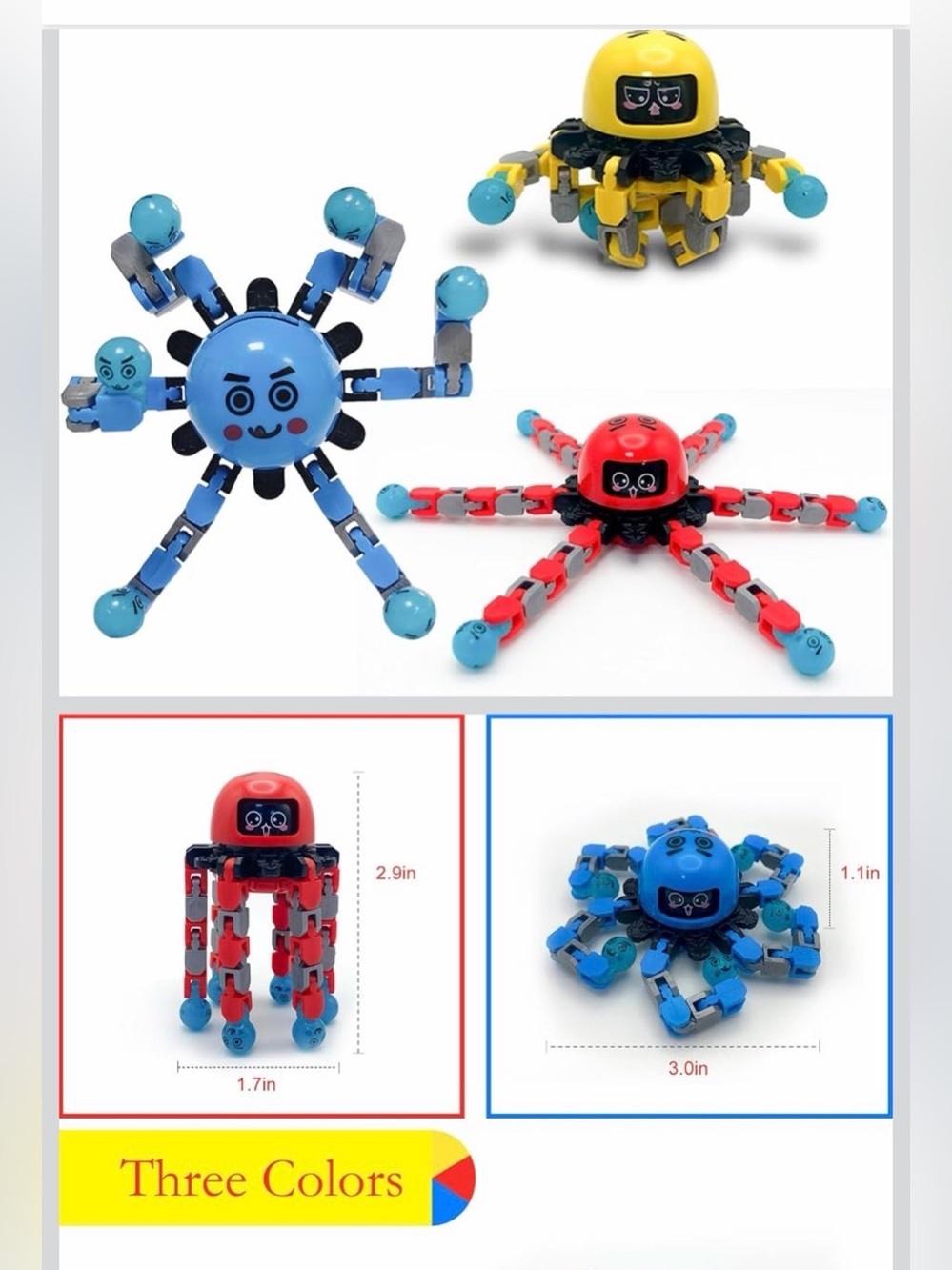 Octopuss Fidget Spinners, 3 piece box. Brand New! Transformable fingertip Gyro